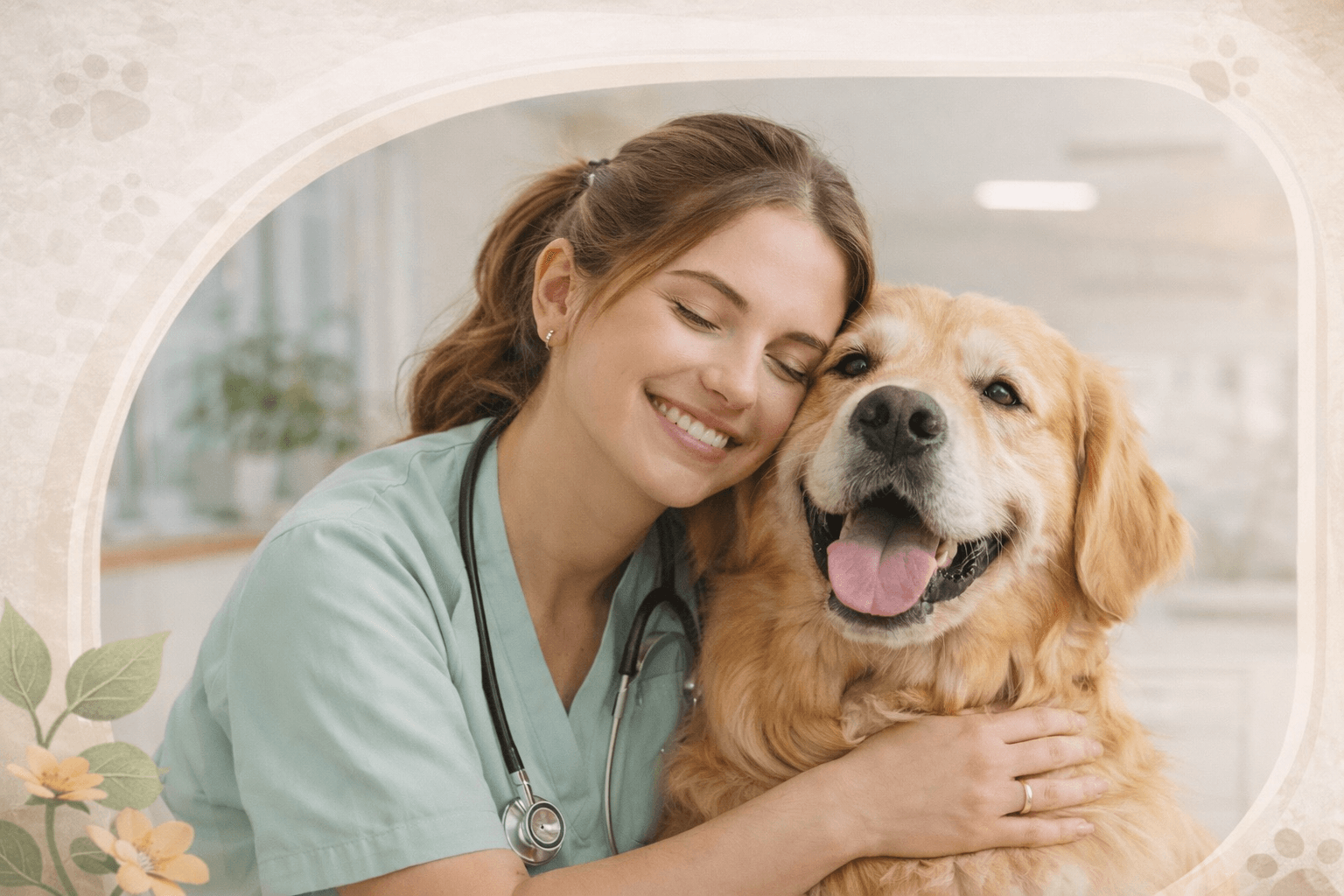 Veterinarian caring for a pet